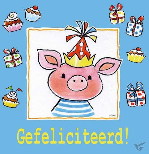 Productafbeelding: voorkant van Dubbele kaart 12x12 gefeliciteerd varken