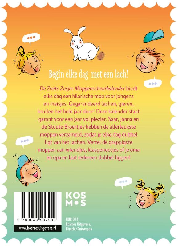 Productafbeelding: achterkant van De Zoete Zusjes moppenscheurkalender