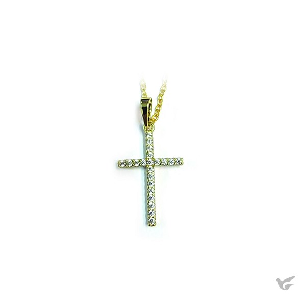 Productafbeelding: voorkant van Necklace crystal cross large gold