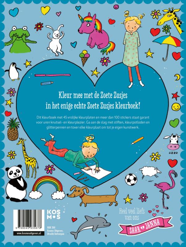 Productafbeelding: achterkant van De Zoete Zusjes kleurboek